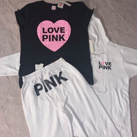 VS Pink Originals SET Campus Sweatpants, Matching Campus Tee, and Campus Hoodie - Picture 14 of 16
